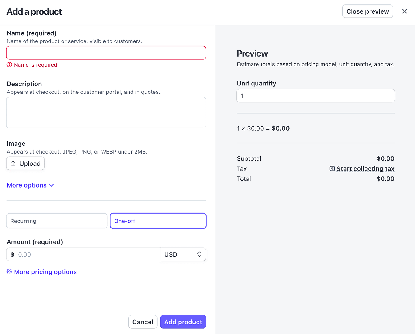 new product settings