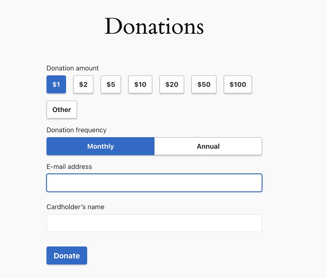 donations form