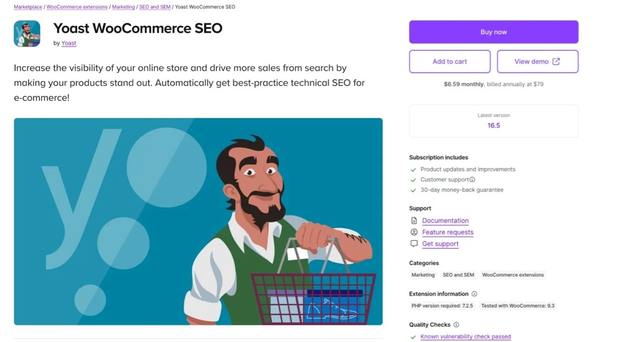 Yoast WooCommerce SEO extension page