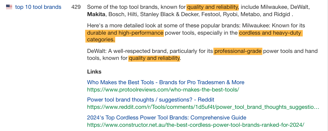 Example of Ahrefs' Brand Radar results for AI Overviews.