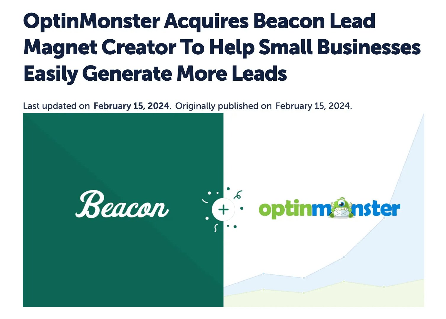 Press release about OptinMonster acquiring Beacon Lead Magnet Creator.