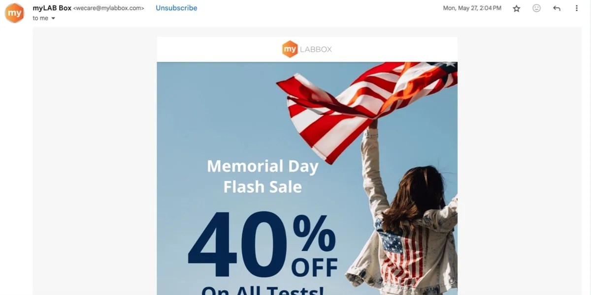 my LAB Box email touting a Memorial Day flash sale