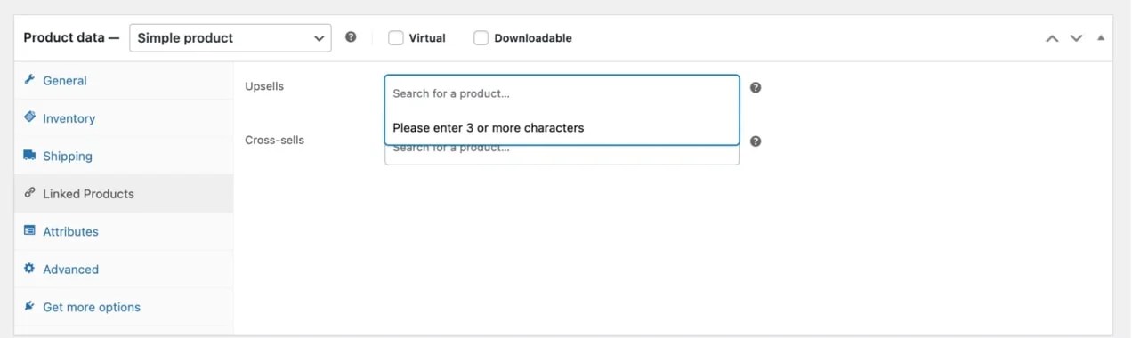 choosing Upsells on the product page in WooCommerce
