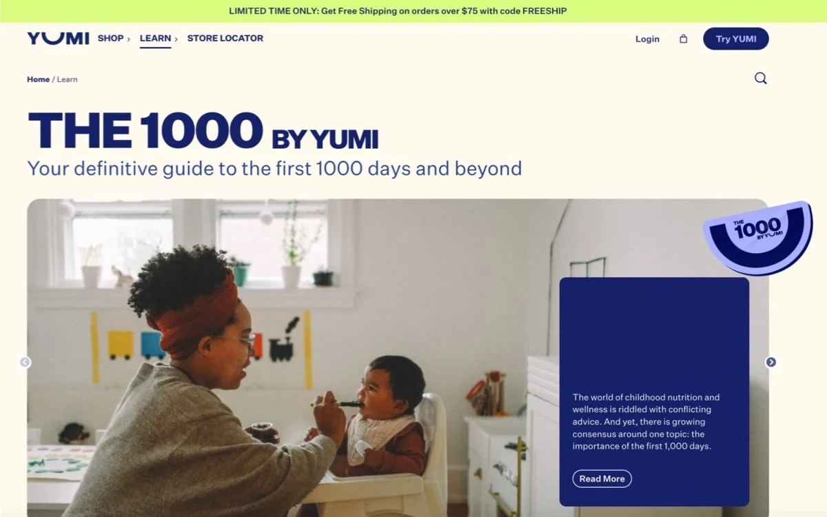 Yumi blog with large photography 