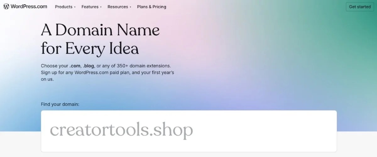 domain name search from WordPress.com
