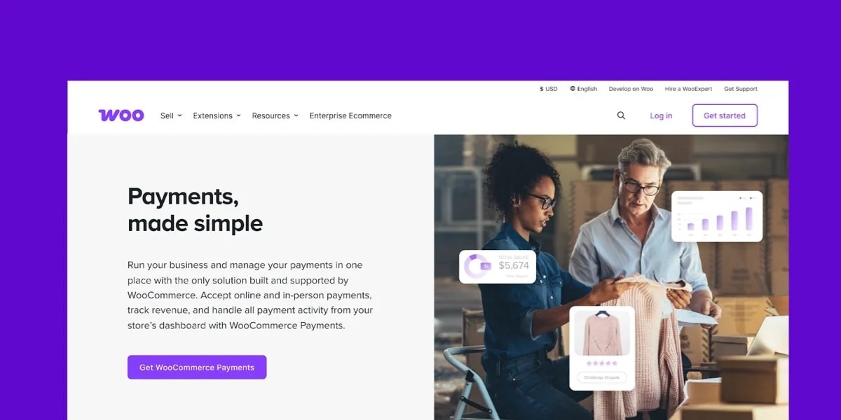 WooPayments page with a description of the extension