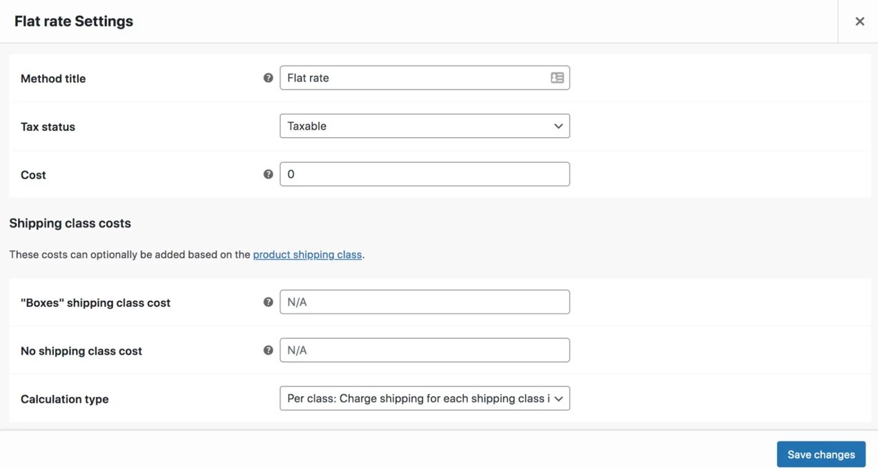 flat rate shipping settings