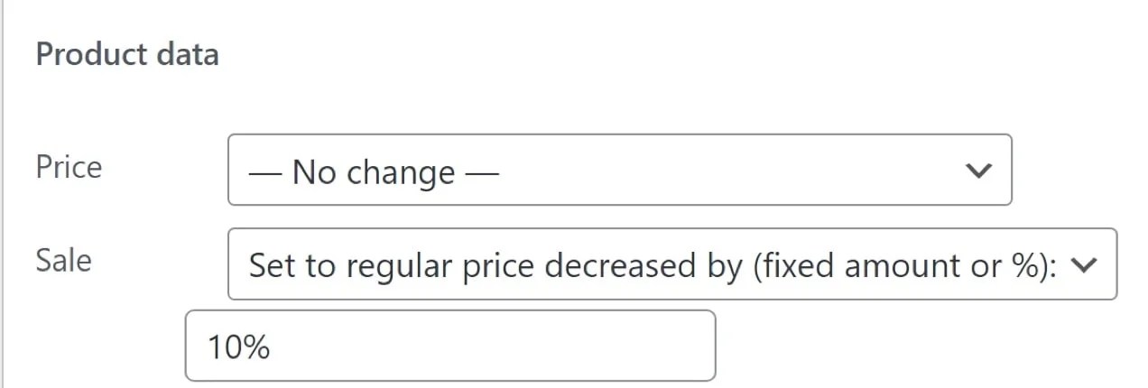 setting sale price to 10 percent