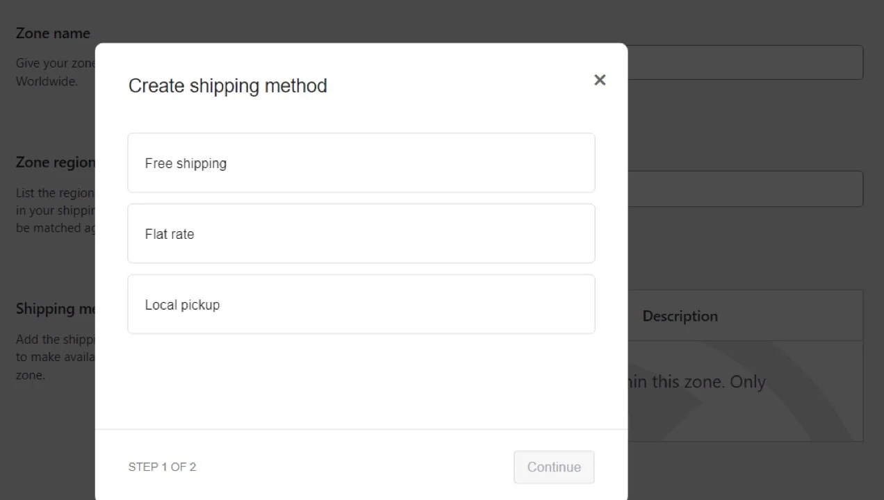 creating a shipping method
