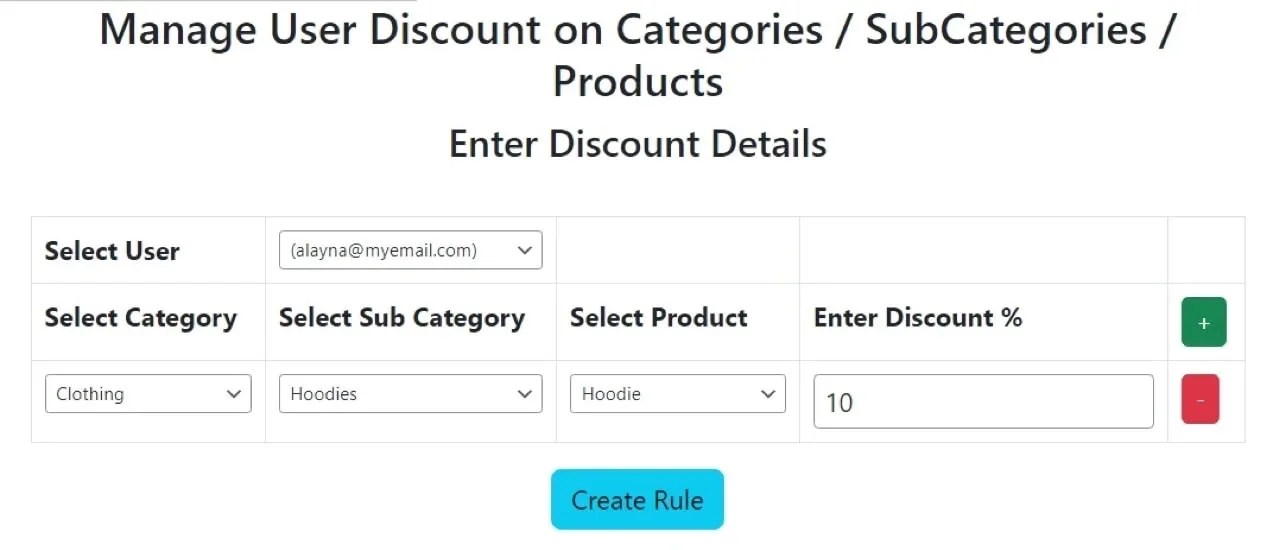 options to manage user discounts