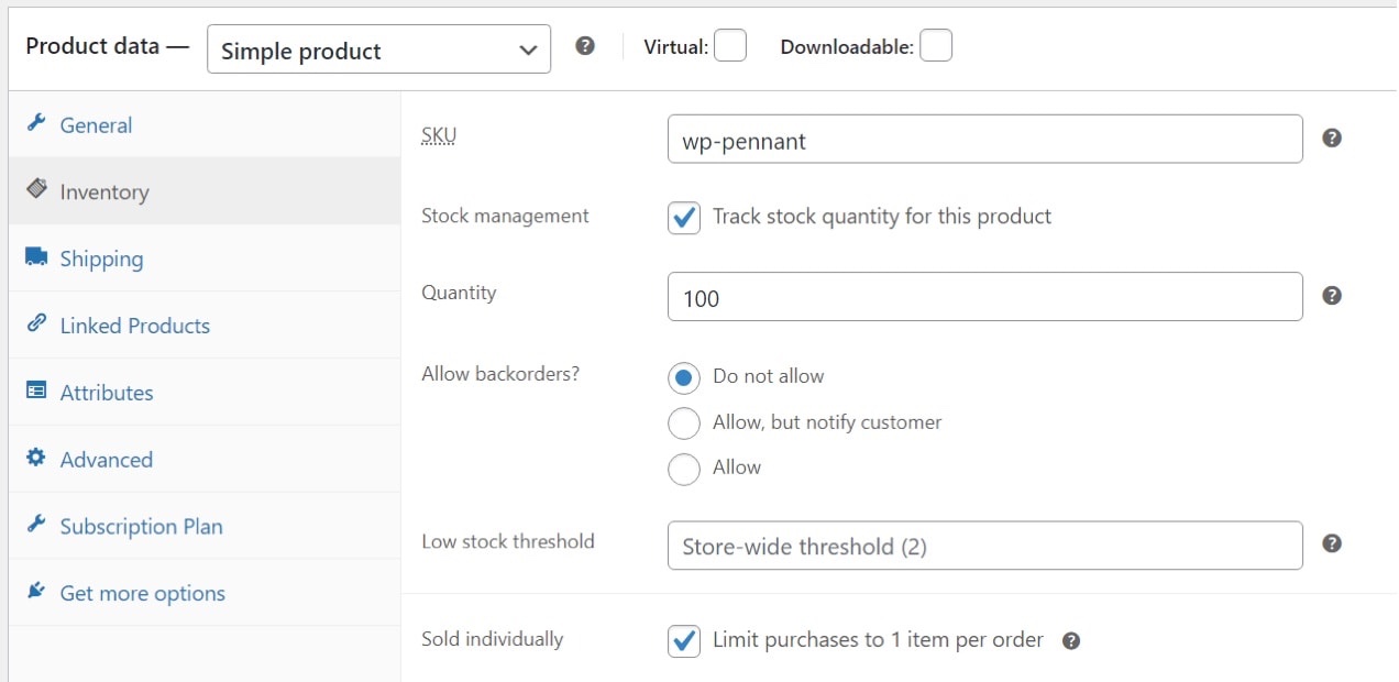 stock management section