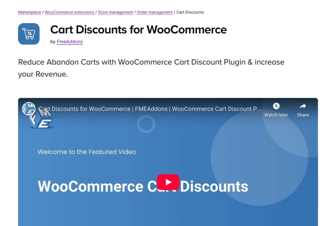 Cart Discounts extension