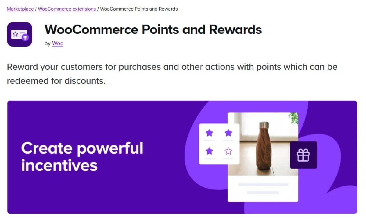 WooCommerce Points and Rewards extension page