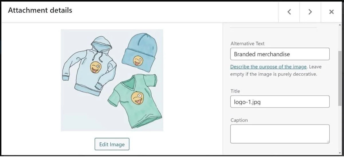 setting alt text for a WordPress image