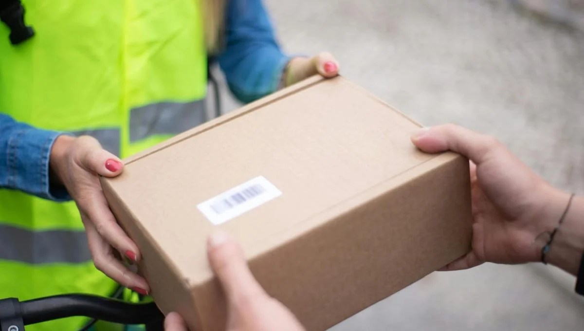 package being handed to someone at their door