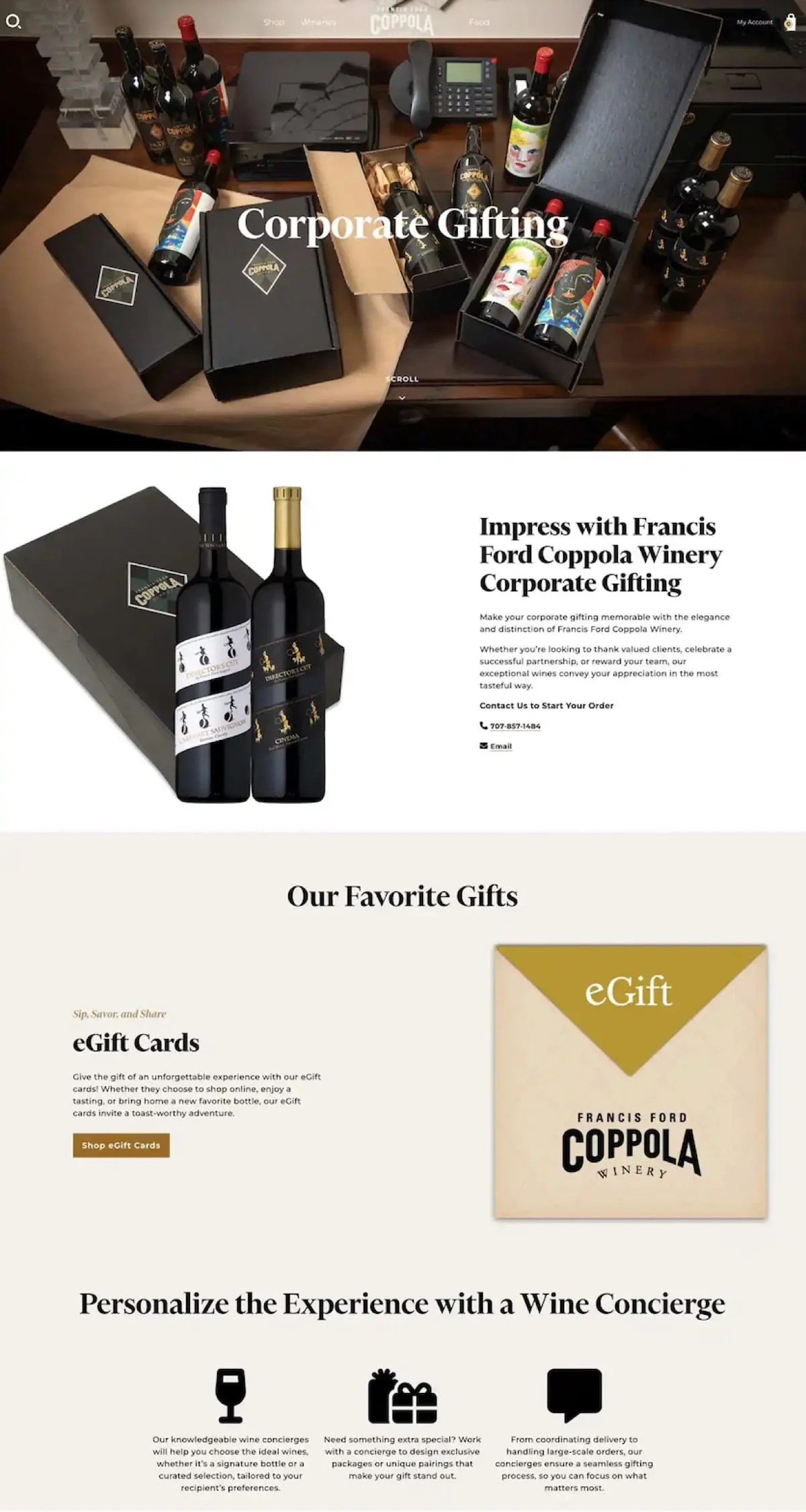 corporate gifting landing page design