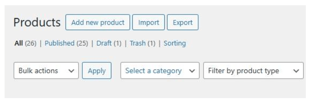 list of products in WooCommerce