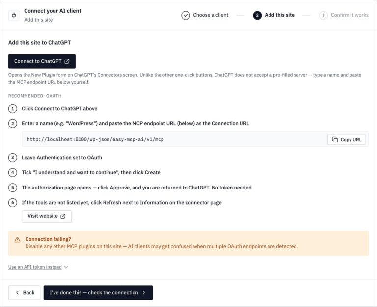 ChatGPT MCP Requirements for WordPress: Plans, Connection Rules and Permissions